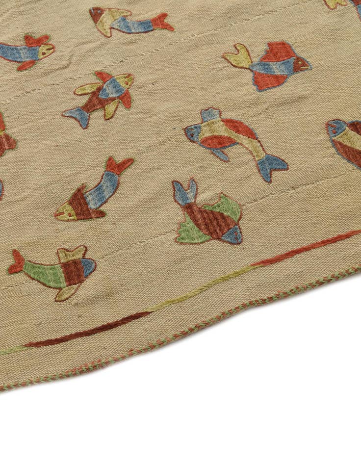 Detail image of  5' x 6' 5  Hand Woven Kilim Suzani Wool Rug