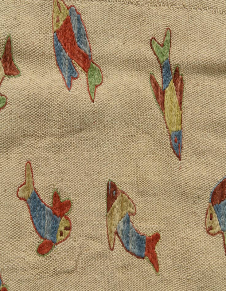 Detail image of  5' x 6' 5  Hand Woven Kilim Suzani Wool Rug