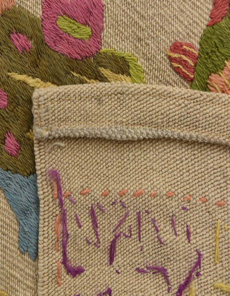 Detail image of  5' 6 x 7' 6  Hand Woven Kilim Suzani Wool Rug