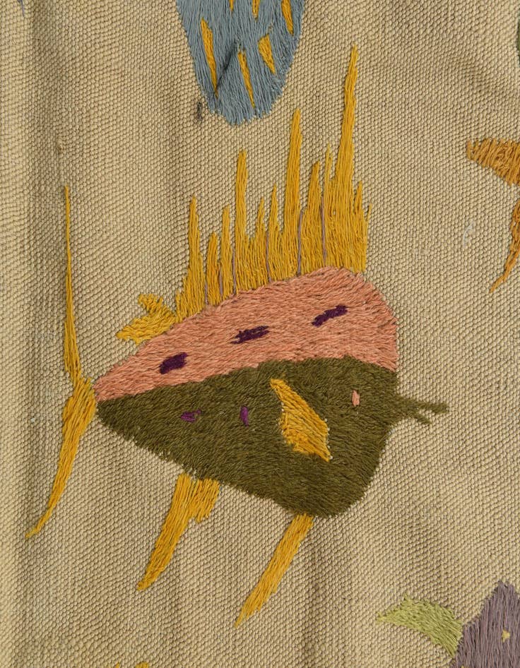 Detail image of  4' 1 x 5' 7  Hand Woven Kilim Suzani Wool Rug