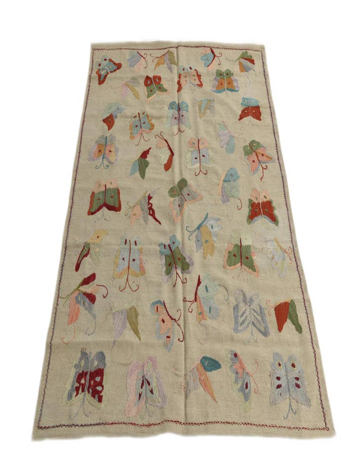 Detail image of  4' 3 x 5' 9  Hand Woven Kilim Suzani Wool Rug