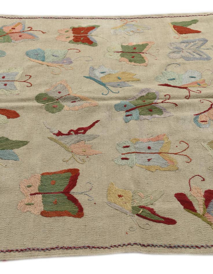 Detail image of  4' 3 x 5' 9  Hand Woven Kilim Suzani Wool Rug