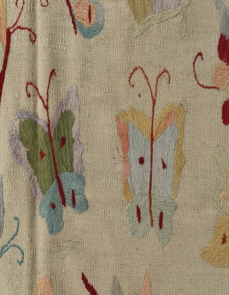 Detail image of  4' 3 x 5' 9  Hand Woven Kilim Suzani Wool Rug