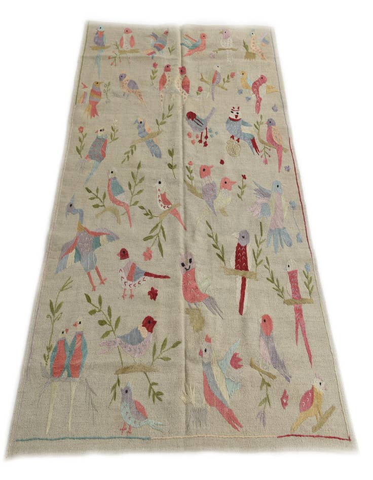 Detail image of  4' 2 x 5' 5  Hand Woven Kilim Suzani Wool Rug