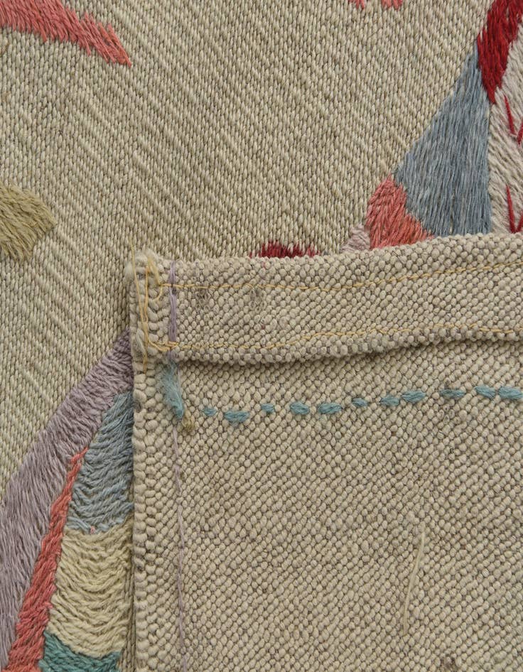 Detail image of  4' 2 x 5' 5  Hand Woven Kilim Suzani Wool Rug