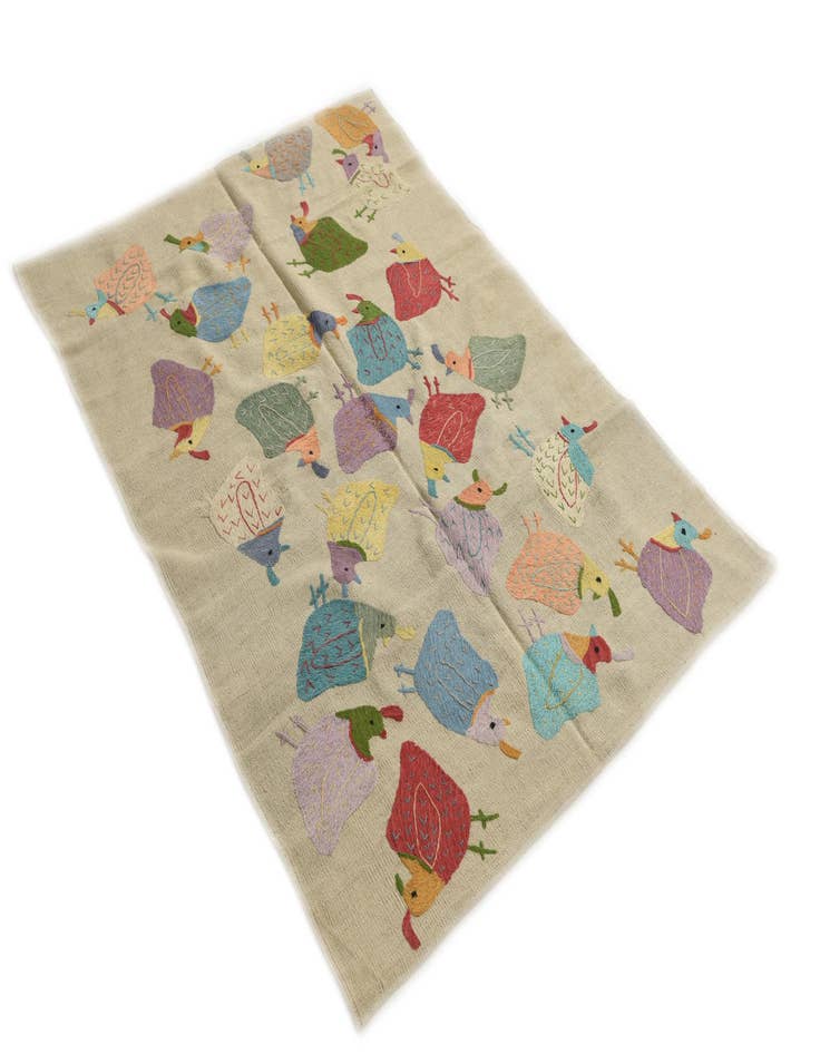 Detail image of  4' x 5' 7  Hand Woven Kilim Suzani Wool Rug