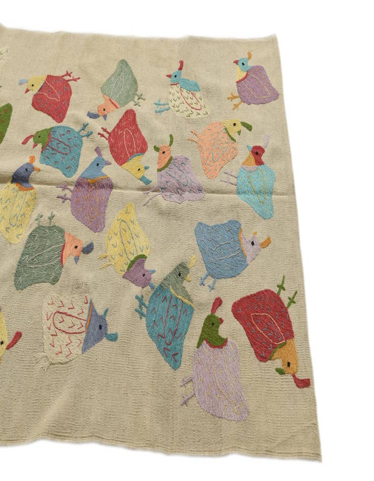 Detail image of  4' x 5' 7  Hand Woven Kilim Suzani Wool Rug