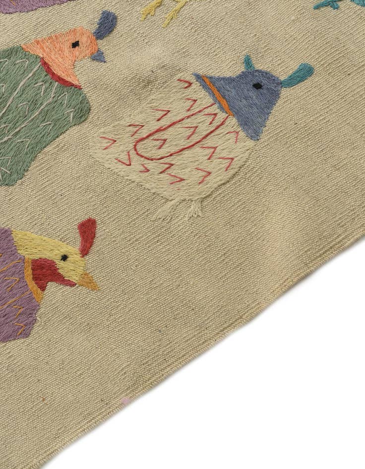 Detail image of  4' x 5' 7  Hand Woven Kilim Suzani Wool Rug