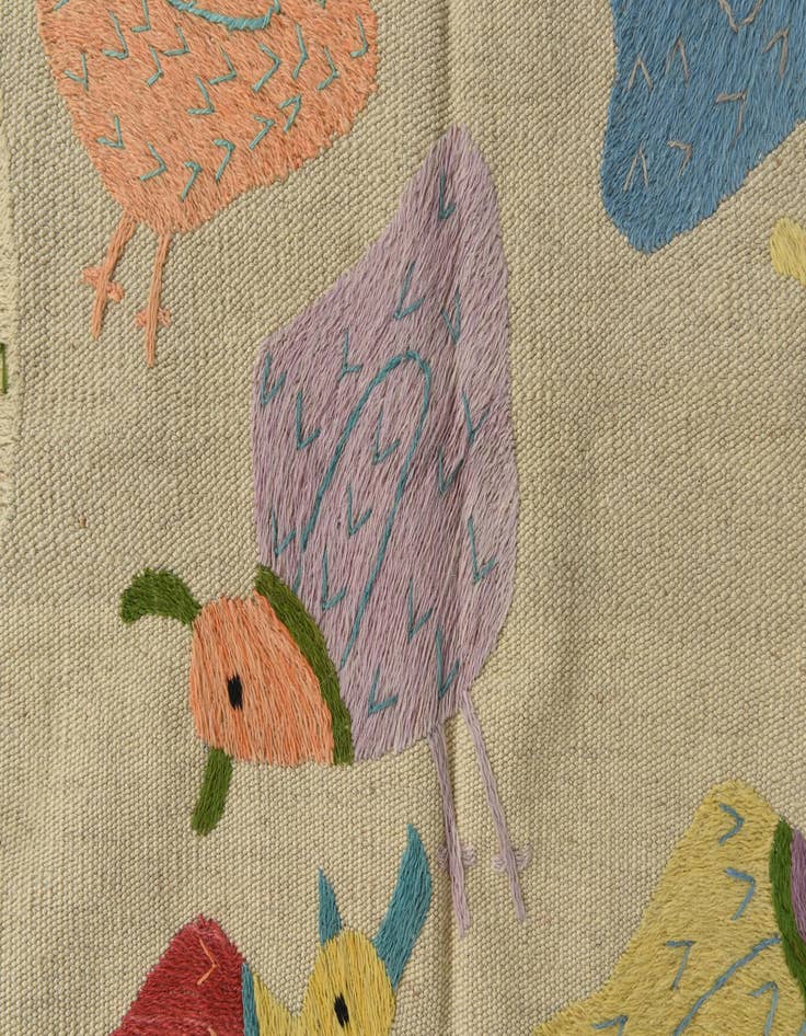 Detail image of  4' x 5' 7  Hand Woven Kilim Suzani Wool Rug