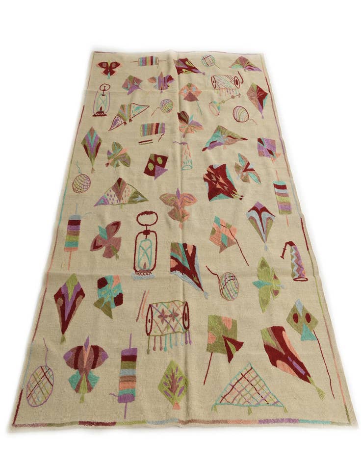 Detail image of  5' 8 x 7' 3  Hand Woven Kilim Suzani Wool Rug