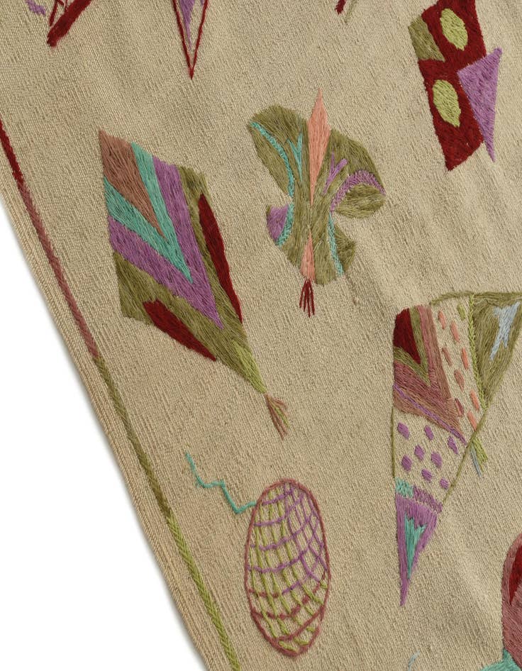 Detail image of  5' 8 x 7' 3  Hand Woven Kilim Suzani Wool Rug