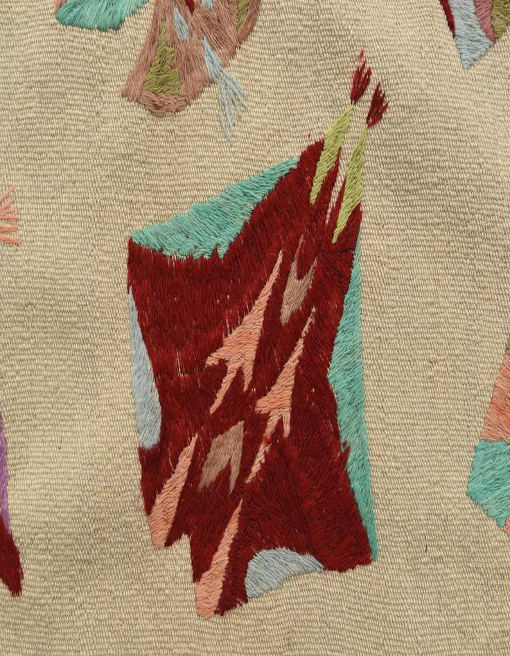 Detail image of  5' 8 x 7' 3  Hand Woven Kilim Suzani Wool Rug