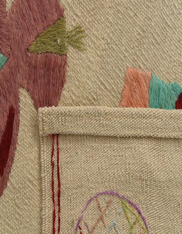 Detail image of  5' 8 x 7' 3  Hand Woven Kilim Suzani Wool Rug