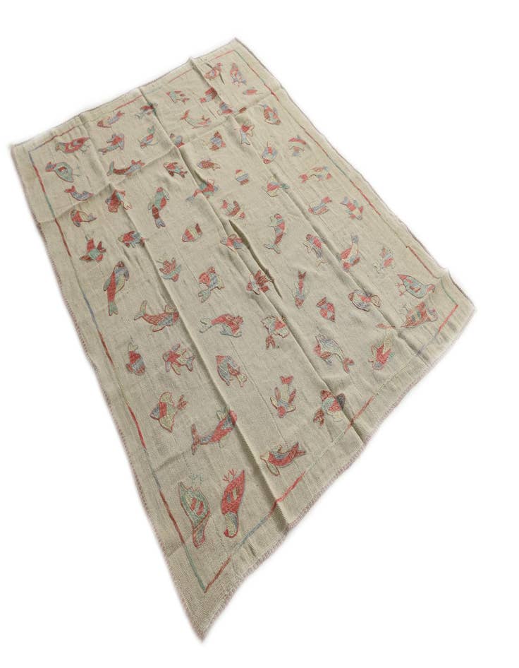 Detail image of  4' 10 x 6' 2  Hand Woven Kilim Suzani Wool Rug