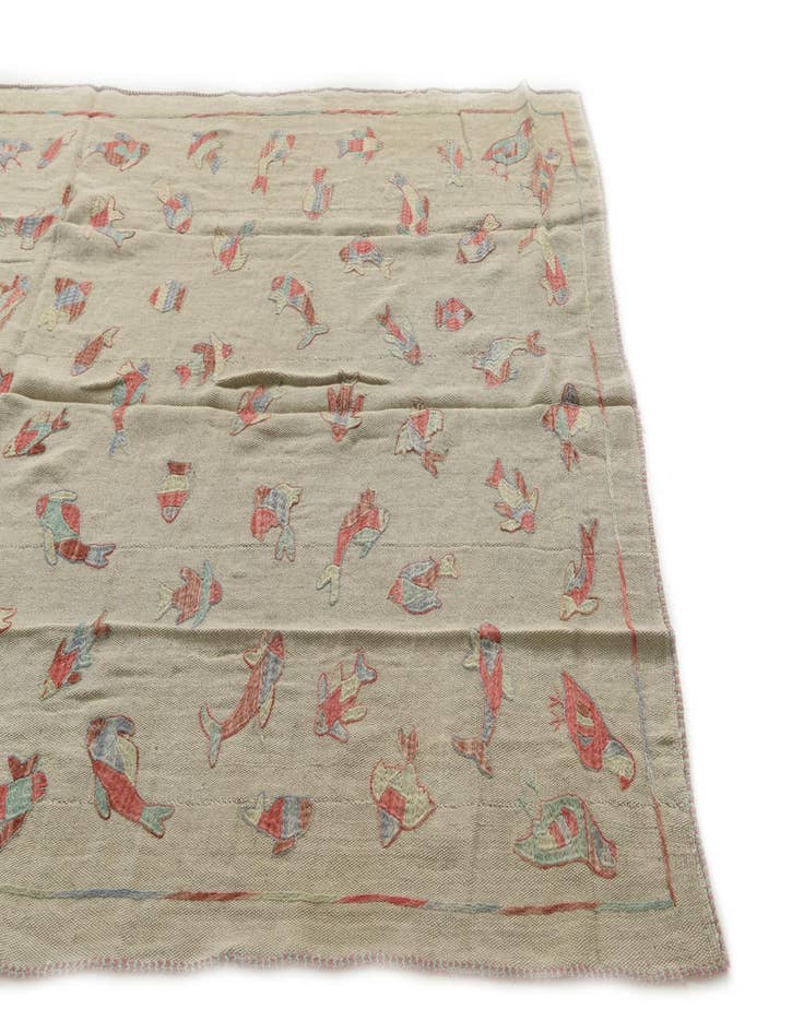 Detail image of  4' 10 x 6' 2  Hand Woven Kilim Suzani Wool Rug