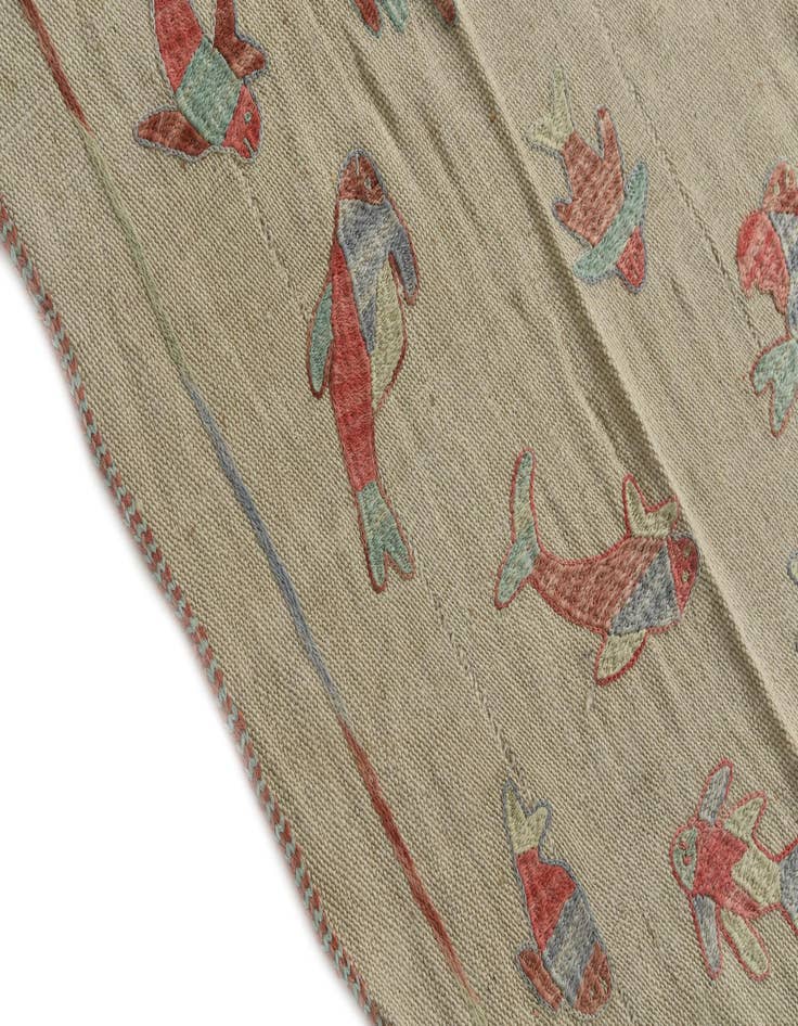 Detail image of  4' 10 x 6' 2  Hand Woven Kilim Suzani Wool Rug