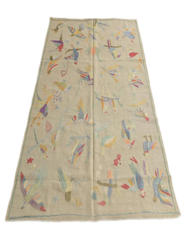 Detail image of  5' 4 x 7' 3  Hand Woven Kilim Suzani Wool Rug