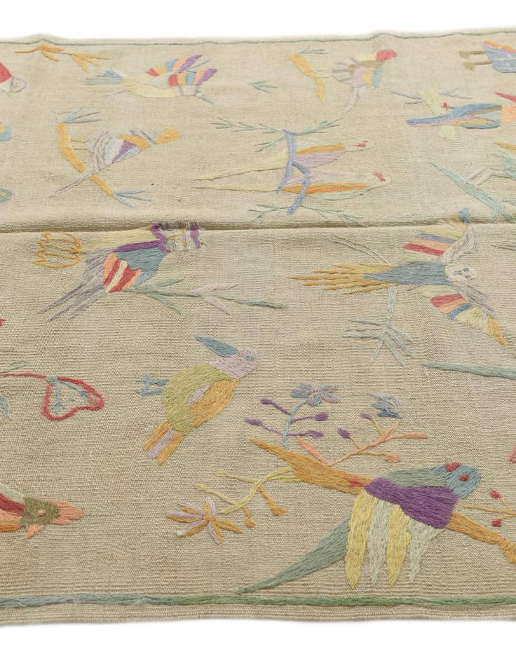 Detail image of  5' 4 x 7' 3  Hand Woven Kilim Suzani Wool Rug