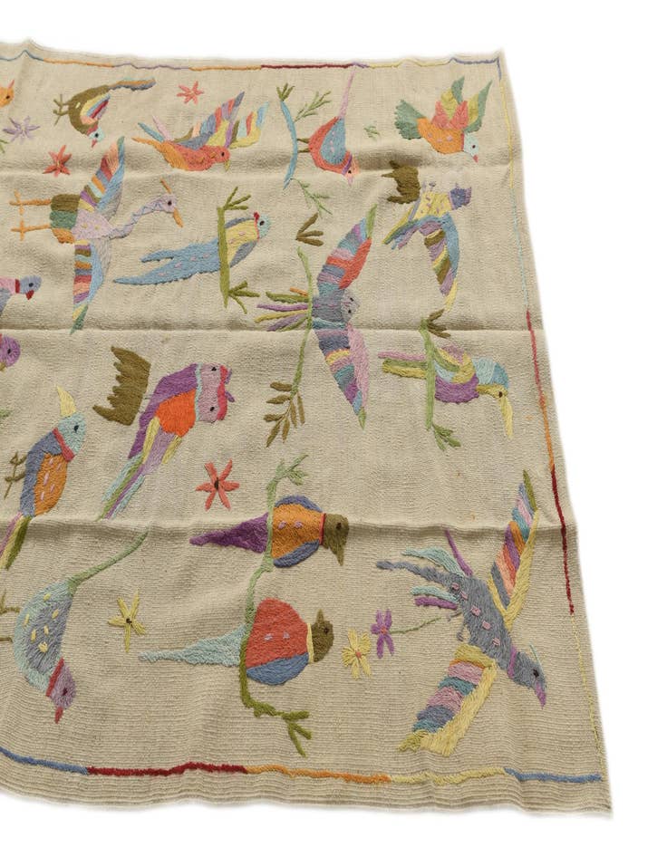 Detail image of  4' 2 x 5' 7  Hand Woven Kilim Suzani Wool Rug