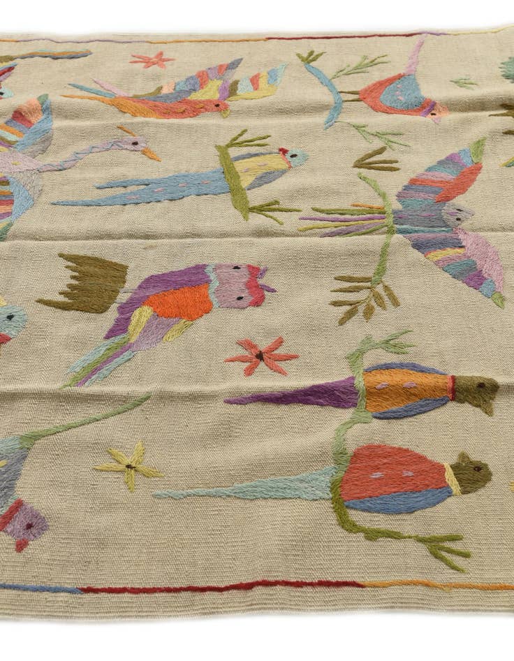 Detail image of  4' 2 x 5' 7  Hand Woven Kilim Suzani Wool Rug