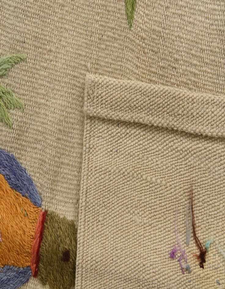 Detail image of  4' 2 x 5' 7  Hand Woven Kilim Suzani Wool Rug