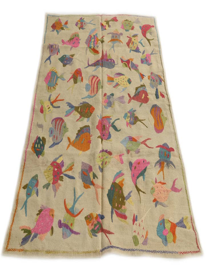 Detail image of  4' 2 x 5' 7  Hand Woven Kilim Suzani Wool Rug