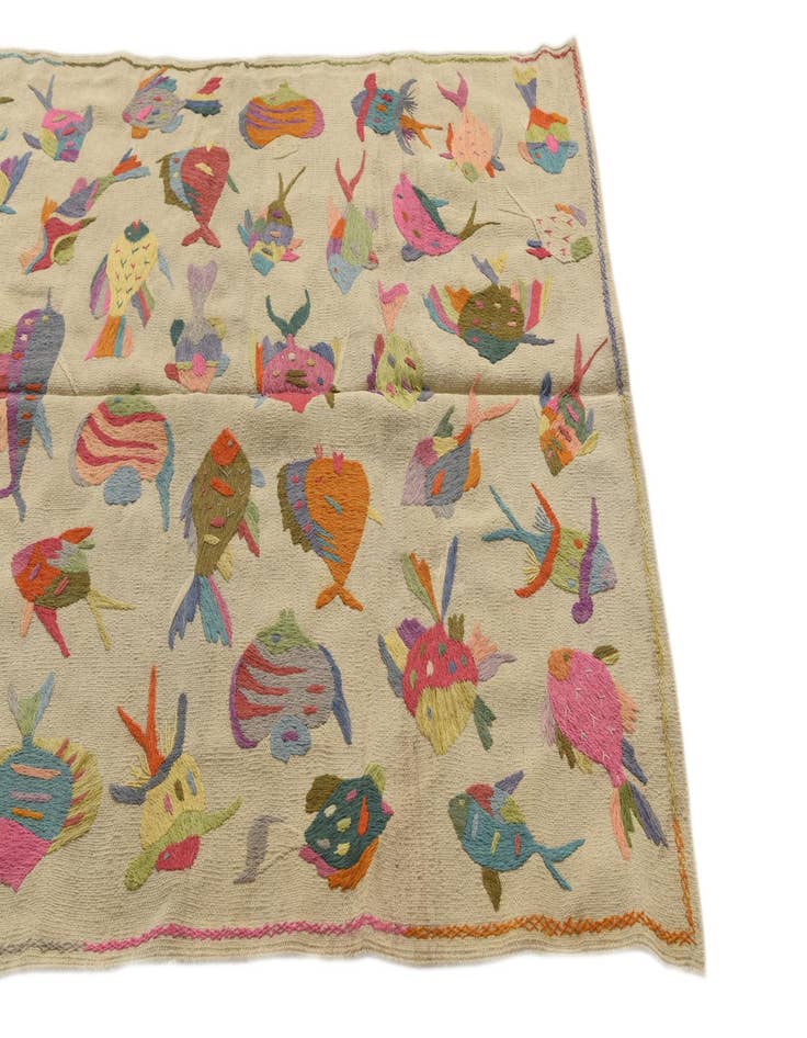 Detail image of  4' 2 x 5' 7  Hand Woven Kilim Suzani Wool Rug