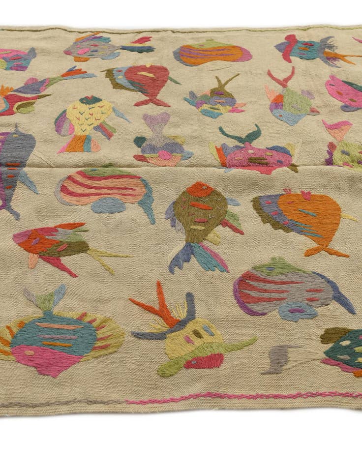 Detail image of  4' 2 x 5' 7  Hand Woven Kilim Suzani Wool Rug