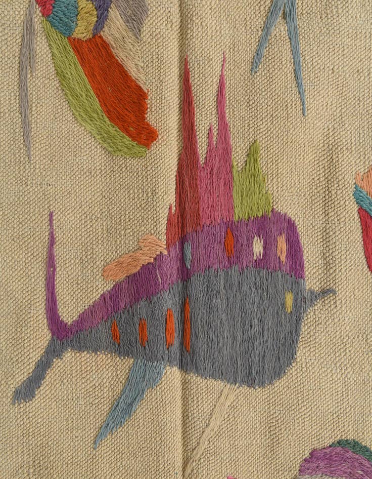 Detail image of  4' 2 x 5' 7  Hand Woven Kilim Suzani Wool Rug