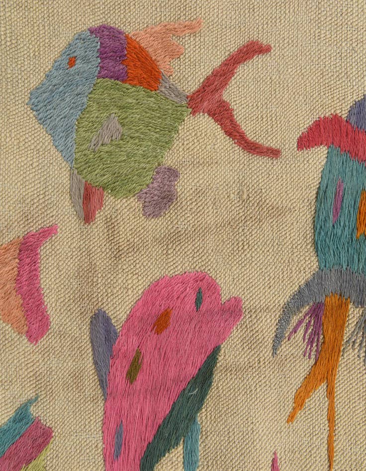 Detail image of  4' 2 x 5' 7  Hand Woven Kilim Suzani Wool Rug