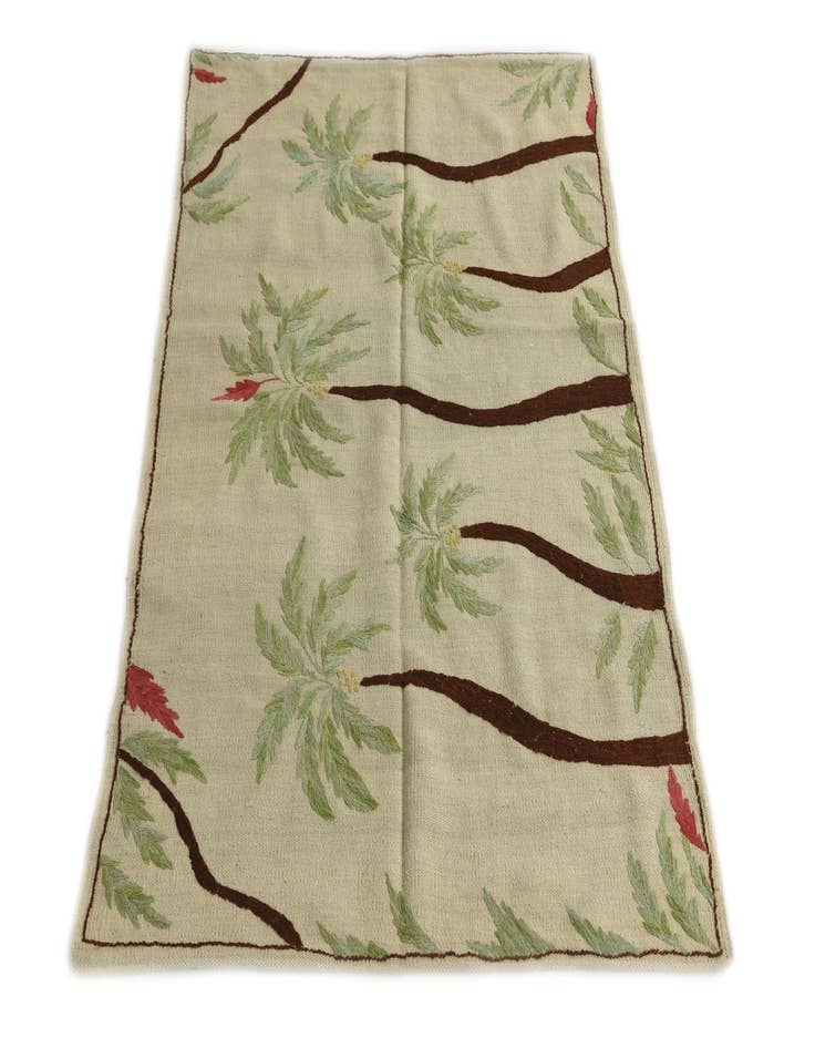 Detail image of  3' 4 x 4' 6  Hand Woven Kilim Suzani Wool Rug