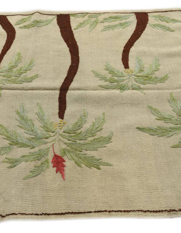 Detail image of  3' 4 x 4' 6  Hand Woven Kilim Suzani Wool Rug