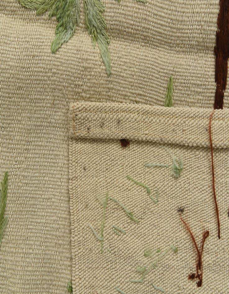 Detail image of  3' 4 x 4' 6  Hand Woven Kilim Suzani Wool Rug