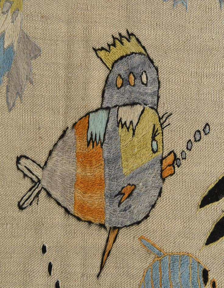 Detail image of  5' 8 x 7' 9  Hand Woven Kilim Suzani Wool Rug