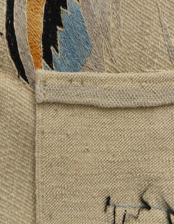 Detail image of  5' 8 x 7' 9  Hand Woven Kilim Suzani Wool Rug