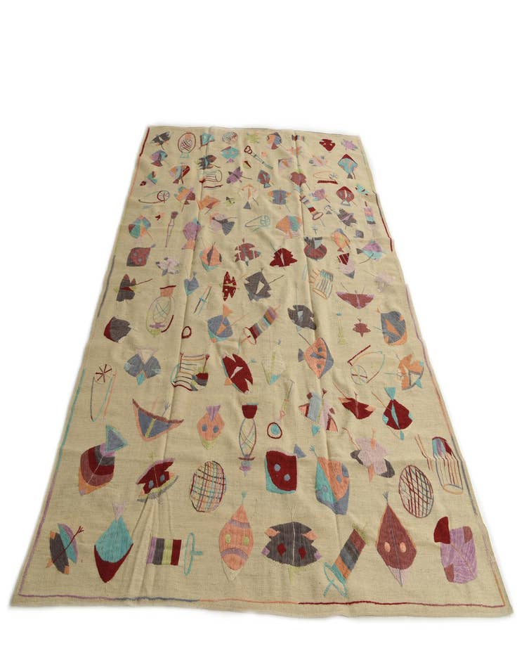 Detail image of  7' x 9' 2  Hand Woven Kilim Suzani Wool Rug