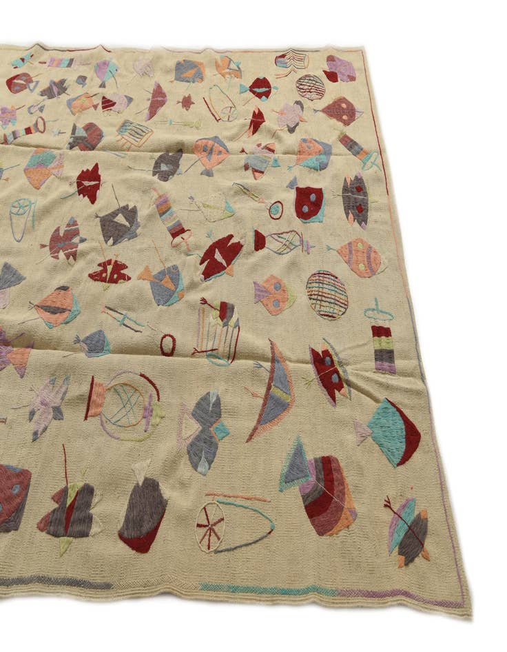 Detail image of  7' x 9' 2  Hand Woven Kilim Suzani Wool Rug