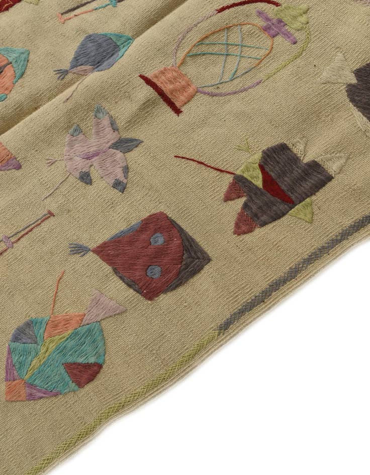 Detail image of  7' x 9' 2  Hand Woven Kilim Suzani Wool Rug