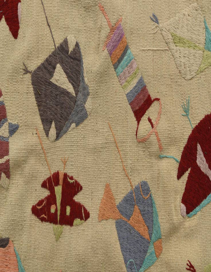 Detail image of  7' x 9' 2  Hand Woven Kilim Suzani Wool Rug