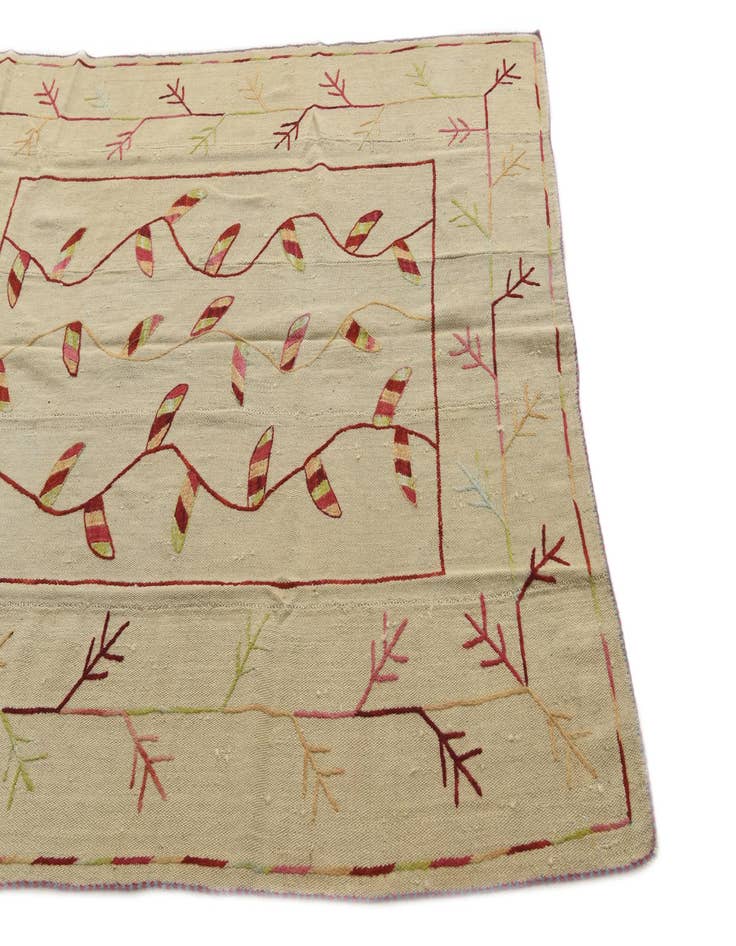 Detail image of  5' 3 x 6' 6  Hand Woven Kilim Suzani Wool Rug