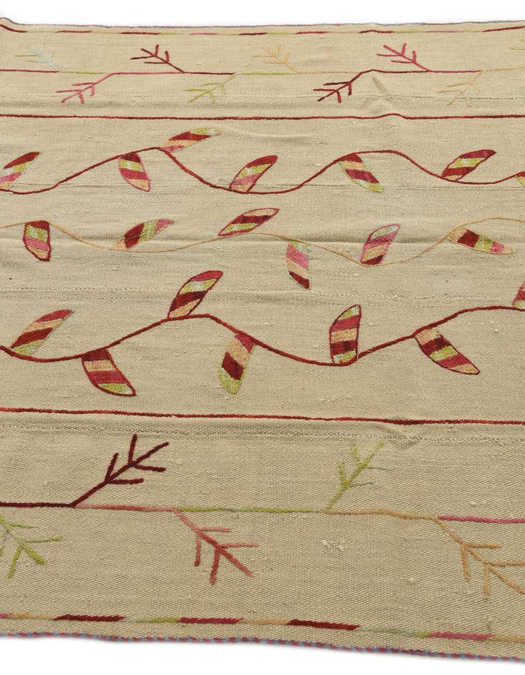 Detail image of  5' 3 x 6' 6  Hand Woven Kilim Suzani Wool Rug