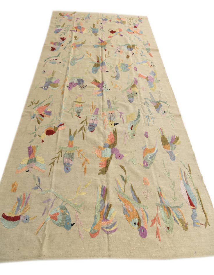 Detail image of  6' 6 x 9' 4  Hand Woven Kilim Suzani Wool Rug