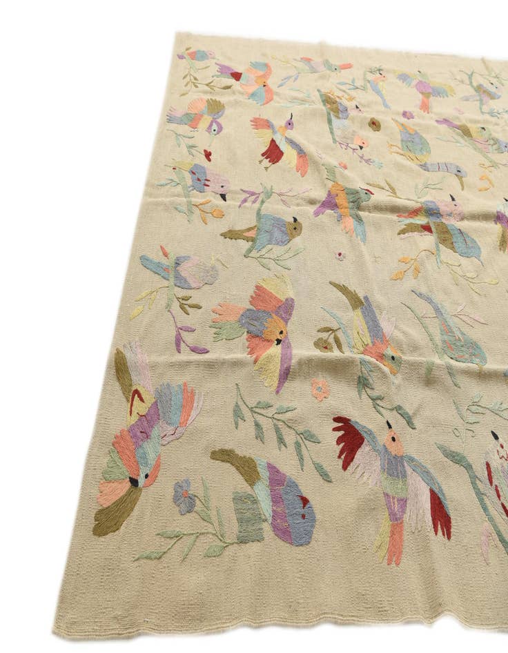 Detail image of  6' 6 x 9' 4  Hand Woven Kilim Suzani Wool Rug