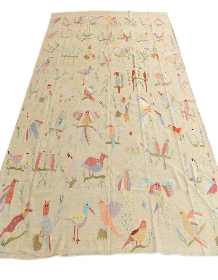 Detail image of  8' 5 x 9' 2  Hand Woven Kilim Suzani Wool Rug