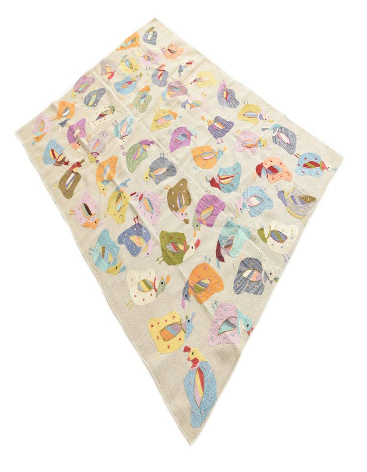 Detail image of  5' x 7'  Hand Woven Kilim Suzani Wool Rug