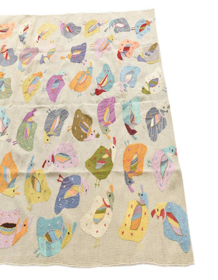 Detail image of  5' x 7'  Hand Woven Kilim Suzani Wool Rug