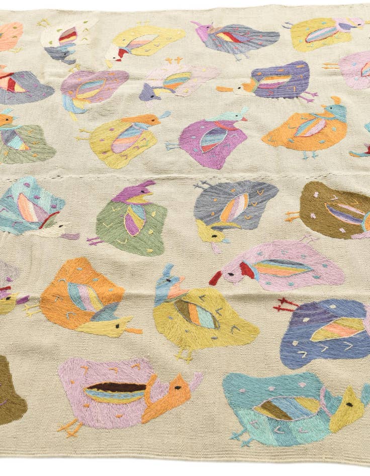 Detail image of  5' x 7'  Hand Woven Kilim Suzani Wool Rug