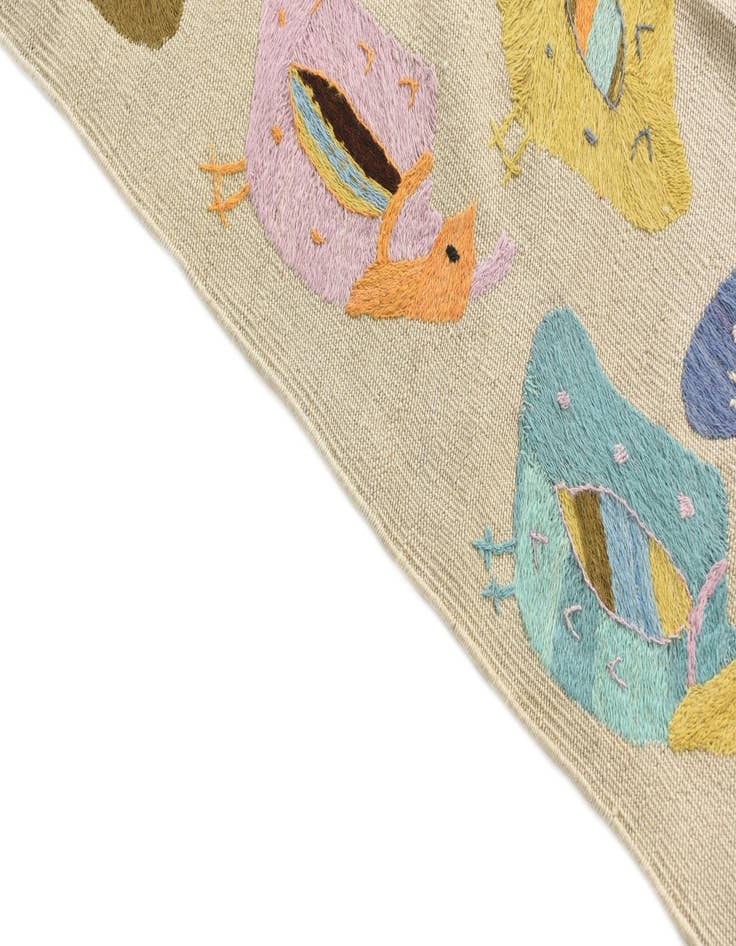 Detail image of  5' x 7'  Hand Woven Kilim Suzani Wool Rug