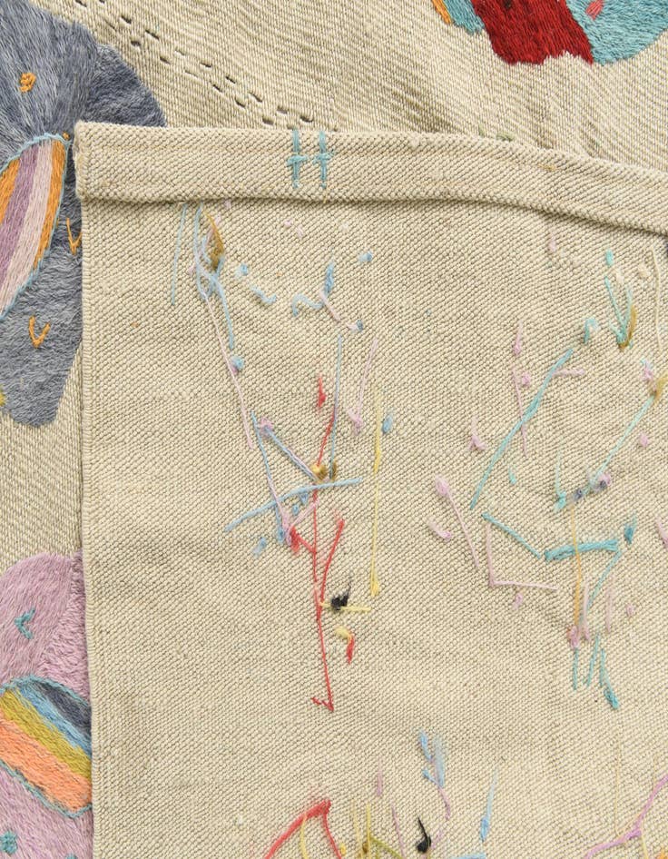 Detail image of  5' x 7'  Hand Woven Kilim Suzani Wool Rug