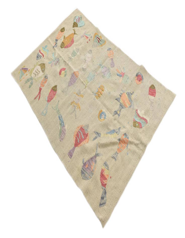 Detail image of  3' 2 x 4' 8  Hand Woven Kilim Suzani Wool Rug